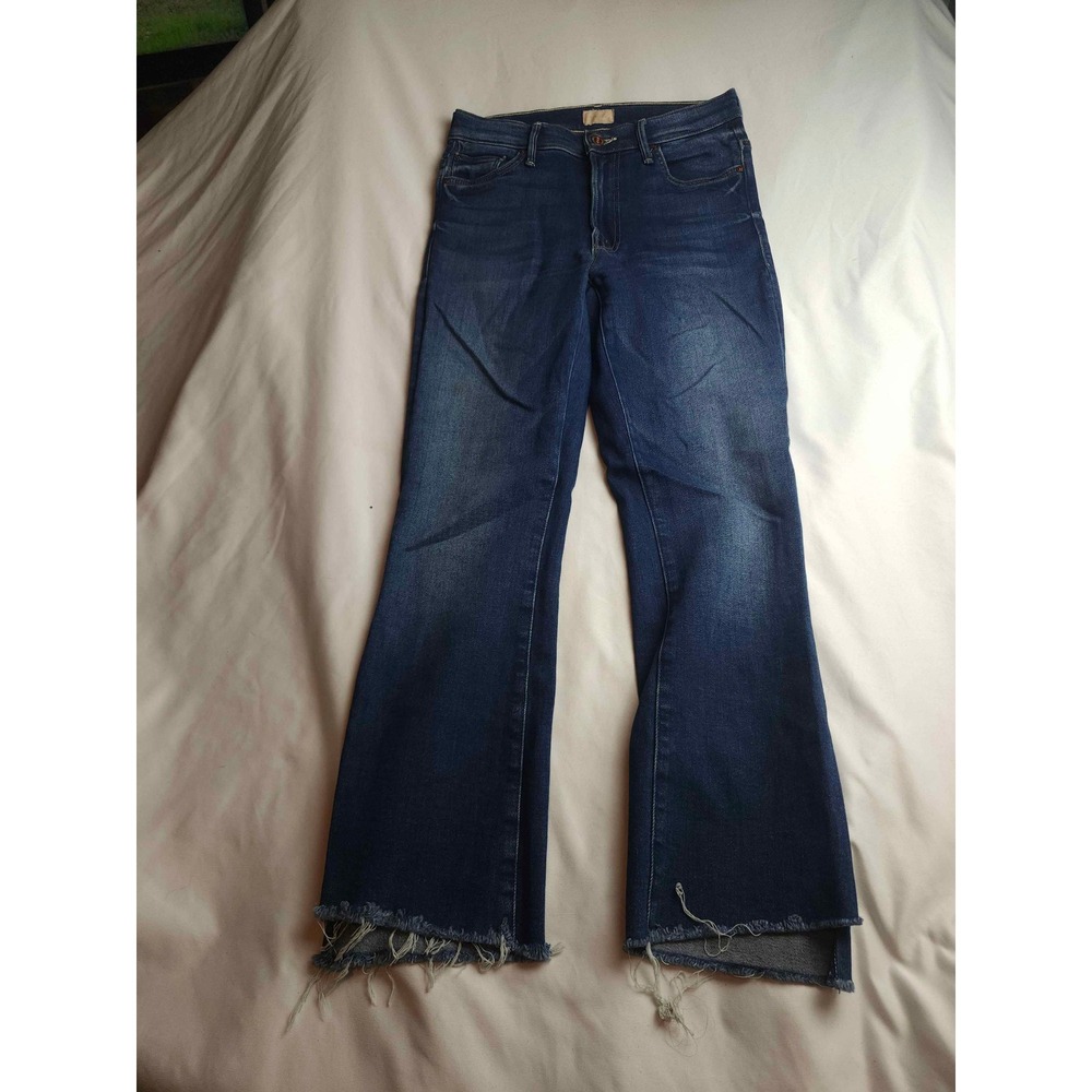 Mother The Hustler Ankle Fray Jeans Dark Wash Step Hem Flare Denim Womens 26